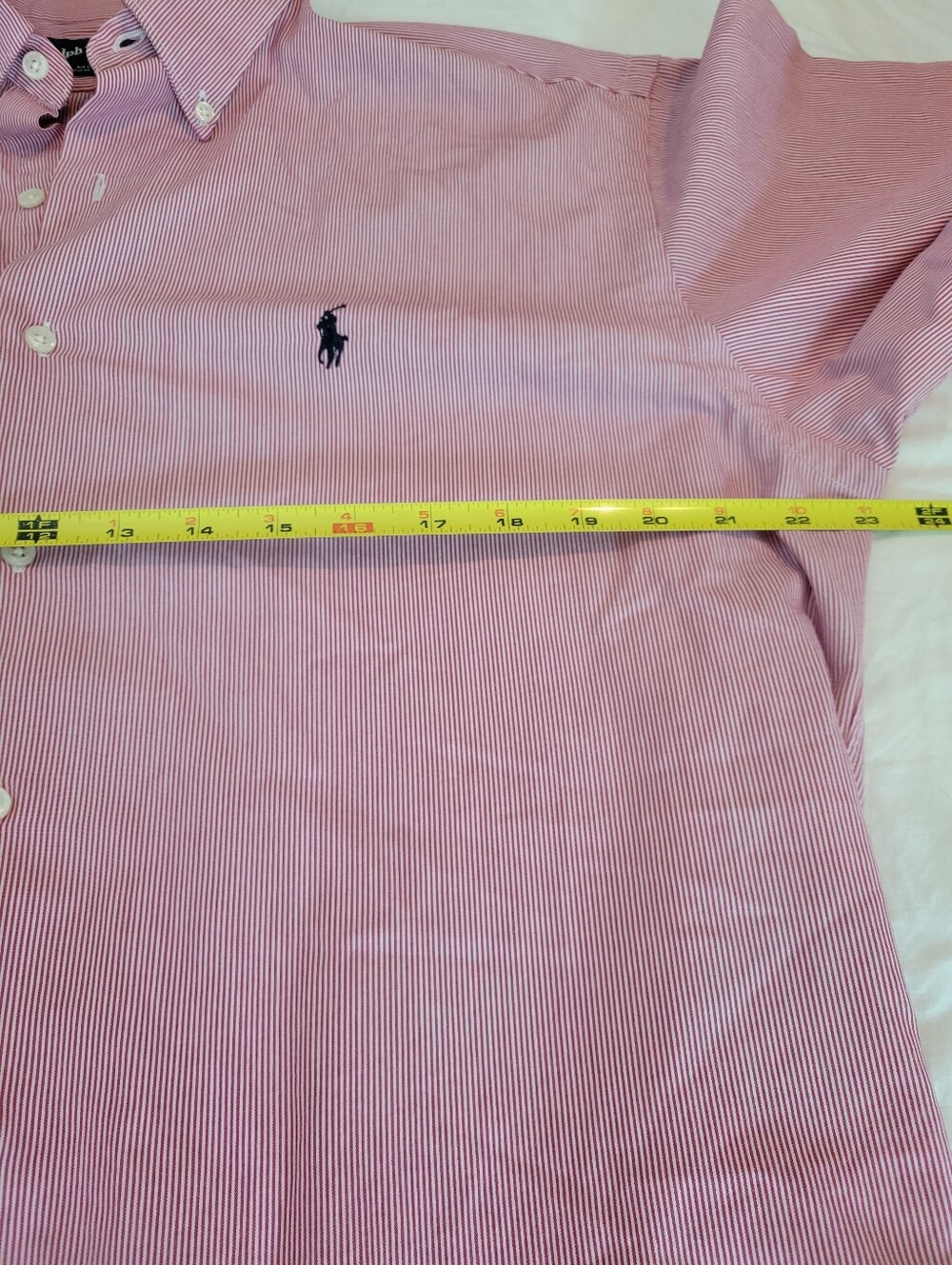 Vintage Ralph Lauren McMeel Shirt Men M Red/White Pinstriped Button down Cotton - Picture 9 of 14
